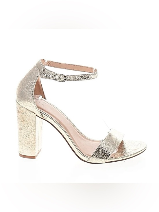 a new day Shoes - a new day Metallic Gold Block Heel Ankle Strap Sandal